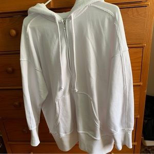 Aerie fleece-of-mind oversized full zip white sweatshirt